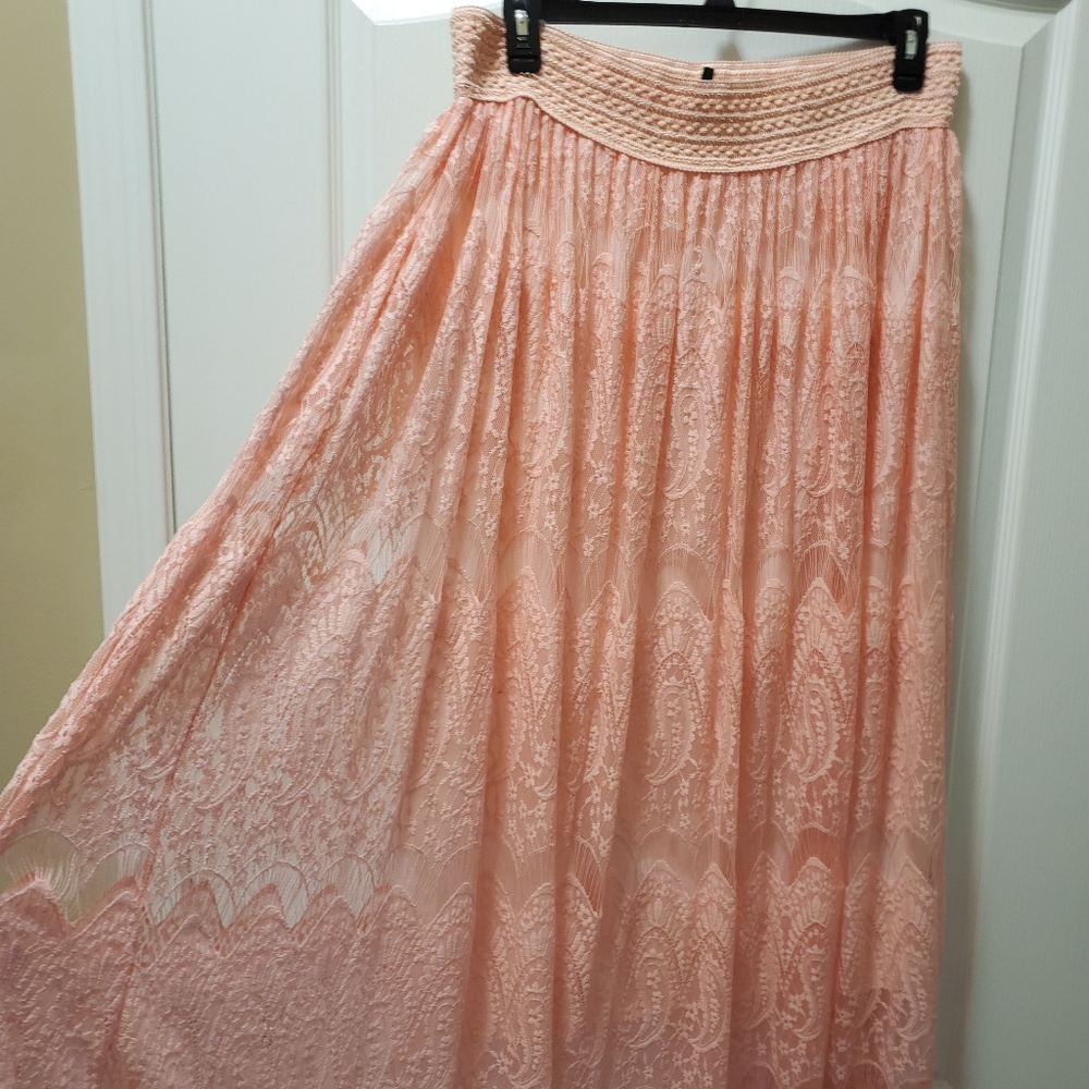 Perfect peach maxi skirt Boho lace
